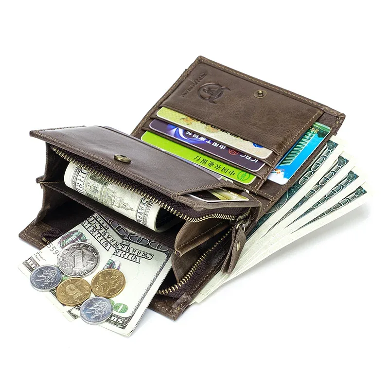 bullcaptain-portefeuille rfid 100% en cuir véritable pour homme, sac de rangement multifonctionnel, porte-monnaie, porte-cartes