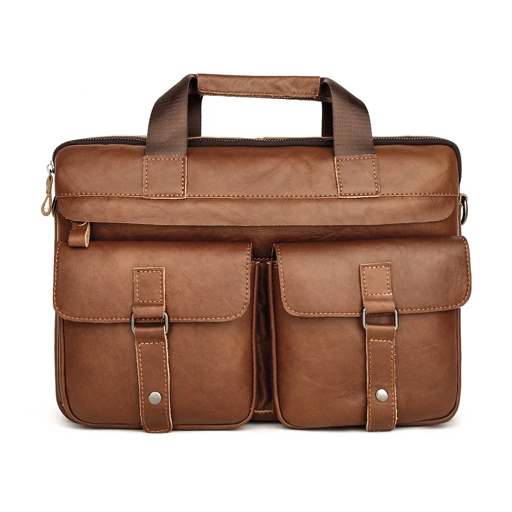 sacoche porte-documents cuir vache polyester noir poignée souple fermeture éclair design décontracté voyage business documents transport