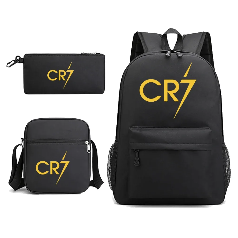 sac à dos d'école cr7 pour garçon et fille adolescent, pour ordinateur portable, 3 pièces, nouveauté