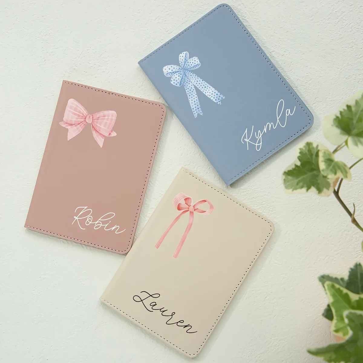porte-passeport personnalisé avec motif de nœud, étui élégant pour cartes de voyage, cadeau adorable pour mariage, anniversaire, saint-valentin, amoureux