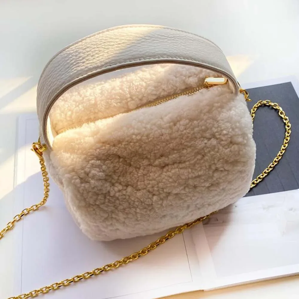 mode fourrure laine d'agneau sacs à main rabat femme conception doux en peluche filles chaîne messager sac à bandoulière bandoulière dames sac à main sacs à main