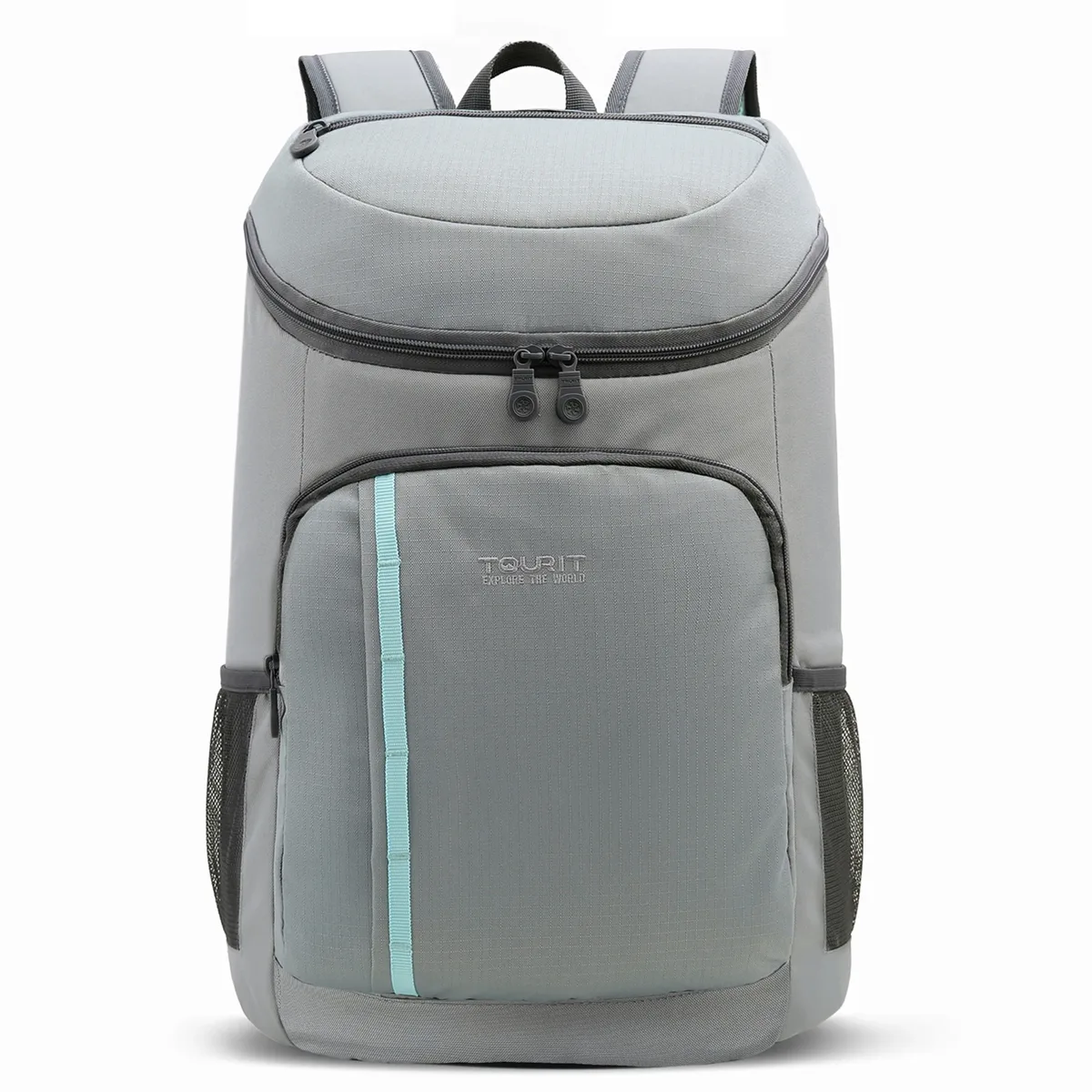 sac dos bleu marine nylon durables poches latérales zip grande ouverture motif diagonal orange bande voyage sport plage randonnée picnic