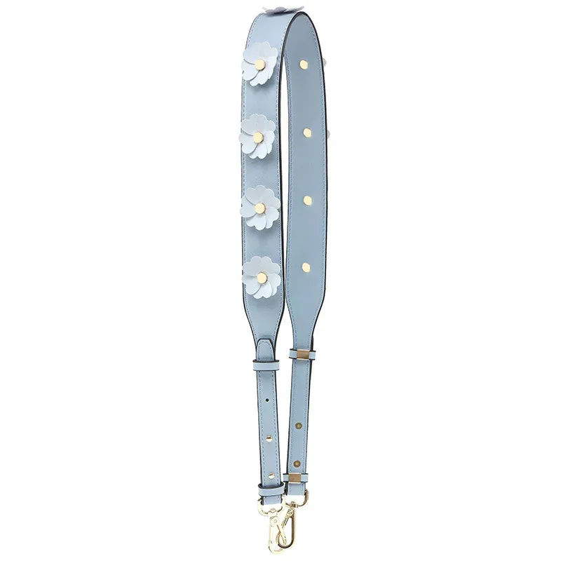 large sangle de sac à bandoulière en cuir pu pour femmes, longue sangle de remplacement pour sac à main, rivet coloré, poignée de sac à bandoulière florale