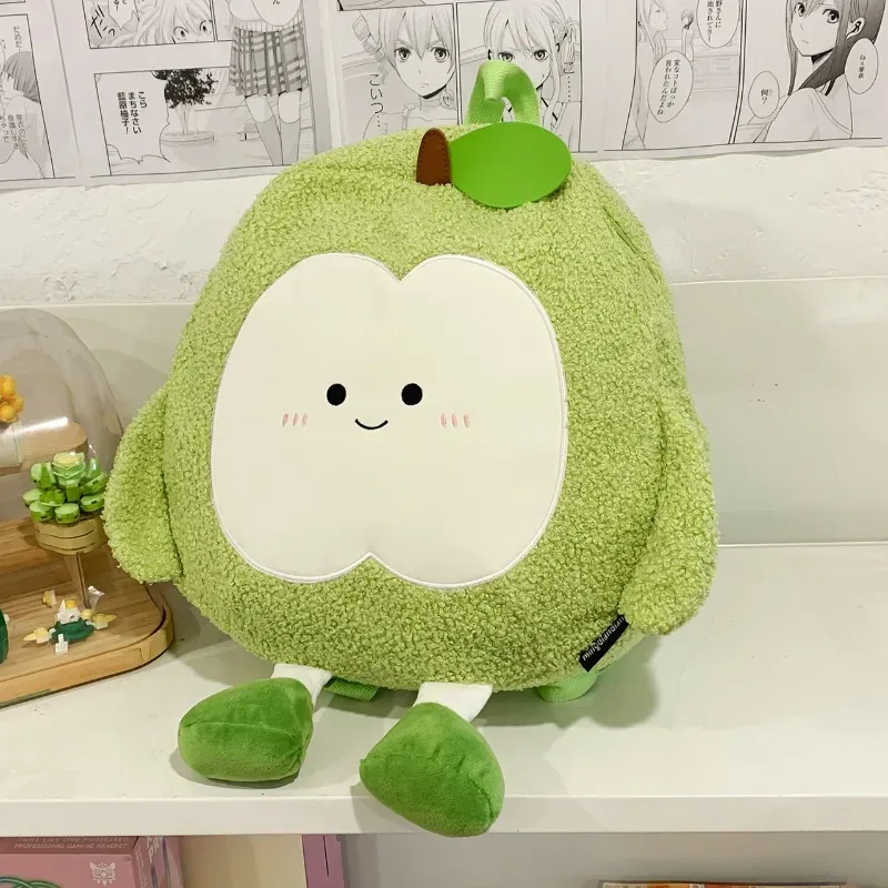 sacs à dos en flanelle en forme de pomme, grande capacité, sac de transport pour étudiants, sacs à la mode pour femmes, sac à bandoulière mignon à la mode, 2025