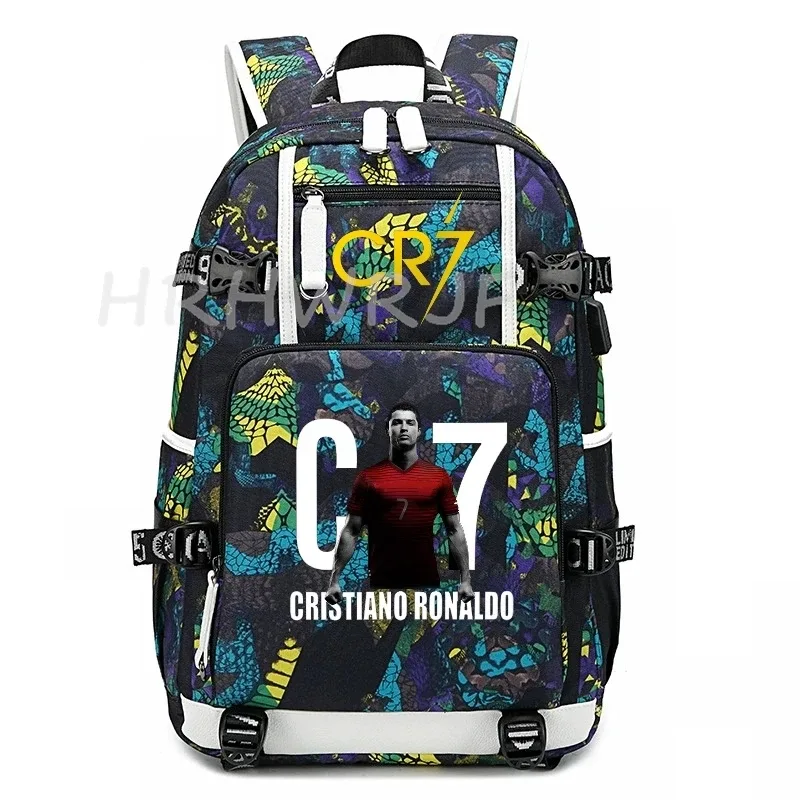 sac à dos usb cr7 pour superstars du football, sac de voyage pour ordinateur portable, sacs d'école noirs pour hommes, sacs d'école pour étudiants, mochilas, cadeau
