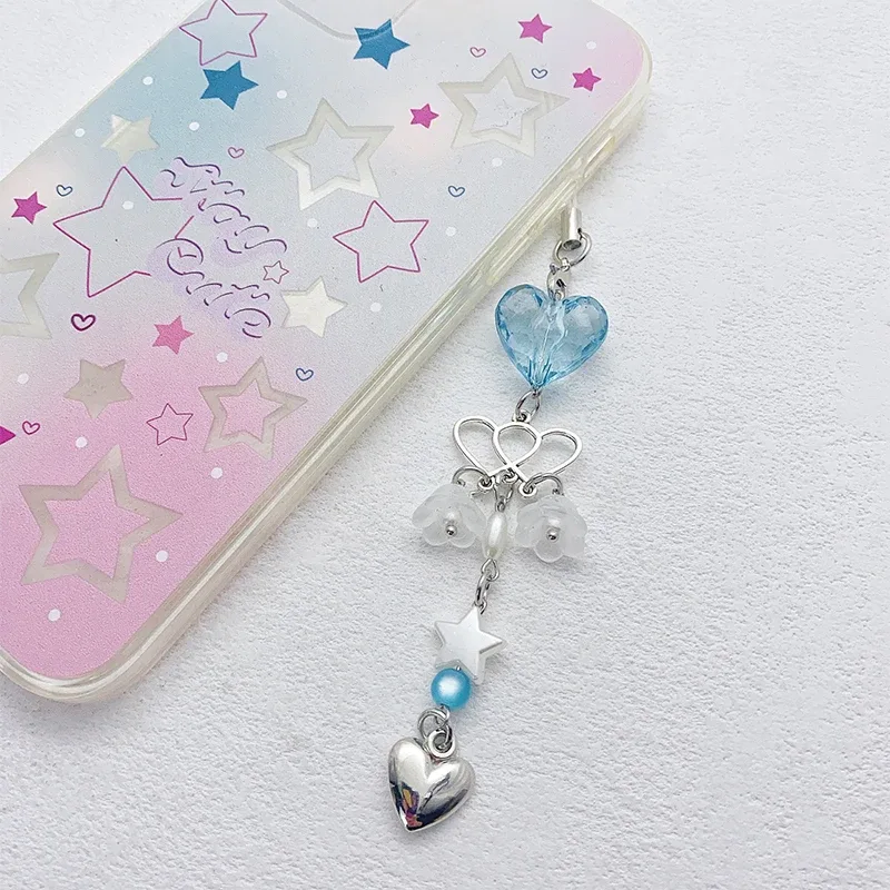 porte-clés breloque mignon et simple en forme d'étoile, cœur ou nœud papillon, pendentif kawaii pour femme, décoration exquise pour sac à dos, cadeau