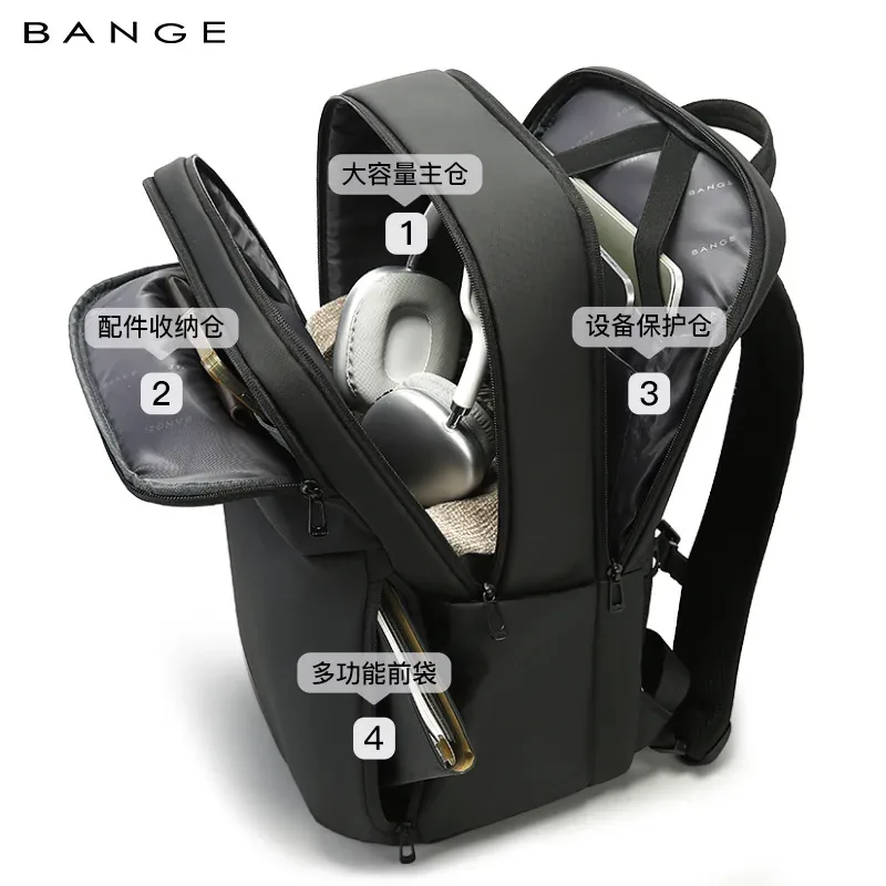 sac dos polyester texturé noir grand capacité ceinture air poignée souple fermeture éclair usage voyage école affaires