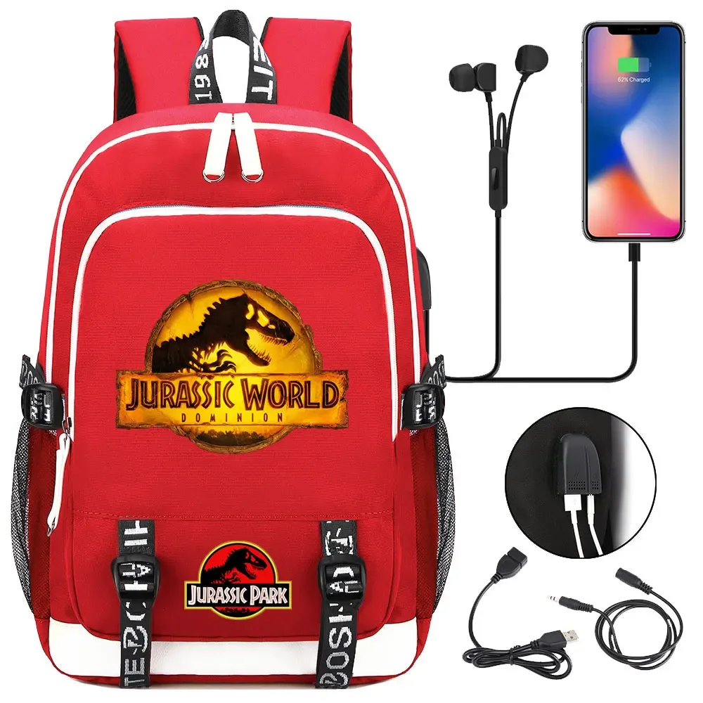 jurassic park world dinosaure adolescent usb charge sac à dos pour ordinateur portable femmes hommes filles garçons enfants école livre sac voyage sac à dos
