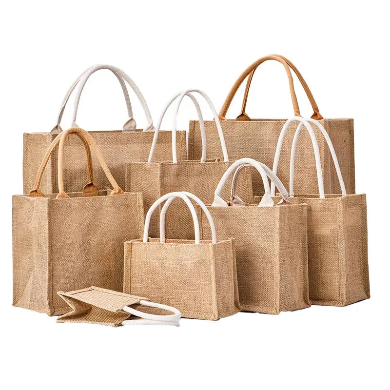 lot de 100 sacs fourre-tout en toile de jute personnalisés, sacs d'épicerie, sacs de plage, sacs cadeaux de mariage et d'anniversaire, sacs laminés avec logo, vente en gros