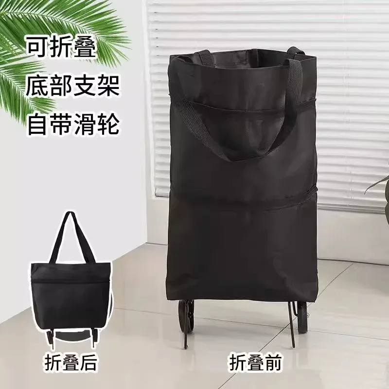 sac de courses pliable à roulettes avec logo personnalisé, grande capacité, sac fourre-tout à roulettes pour femmes, pour la maison, le supermarché et les courses.