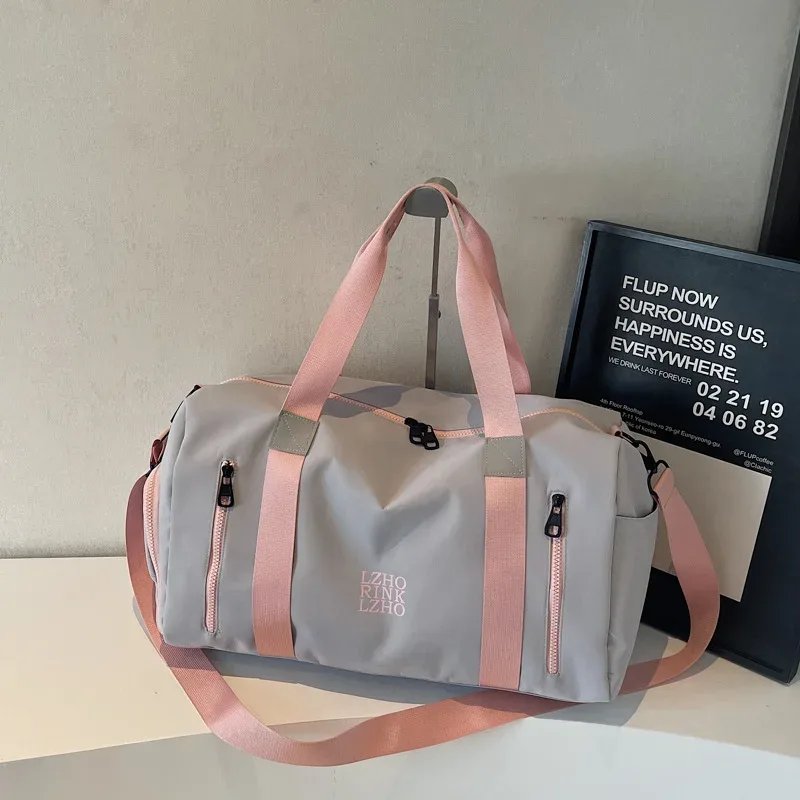sacs de voyage tendance pour femmes, grande capacité, sac de sport pour hommes, sac de voyage imperméable pour le week-end, sac messager pour femme, compartiment sec et humide