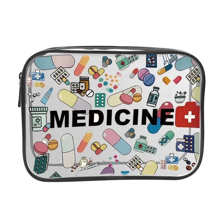 offre spéciale transparent dessin animé mignon pratique portable câble de chargement pilule sac cosmétique sac de changement sac de carte portable voyage storag