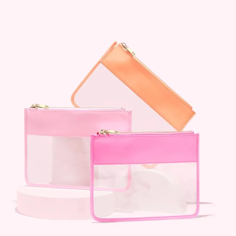 pochette classique en pvc transparent, sac de voyage transparent étanche pour cosmétiques, rouges à lèvres, brosse, sac à main en plastique avec fermeture éclair, organisateur de maquillage de toilette