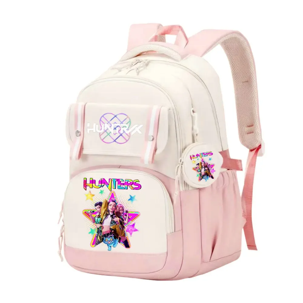 sac d'école kpop demon hunters pour enfants, grande capacité, sac à dos d'étudiant de haute qualité, imprimé avec des personnages de dessins animés mignons, sac à dos de voyage