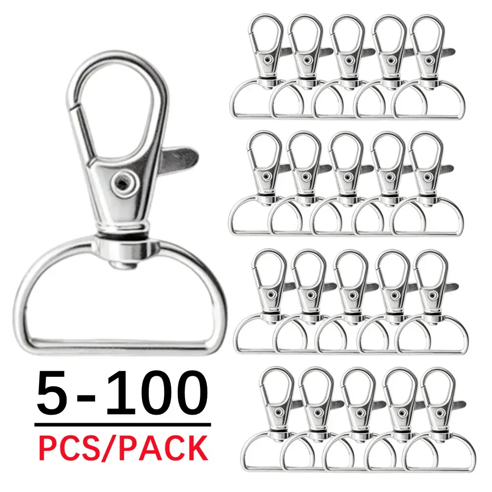 5/50/100pcs mousquetons pivotants, crochets de fixation pour lanières, crochets de porte-clés, fermoirs à griffe de homard en métal pour porte-clés, couture, bijoux et artisanat diy