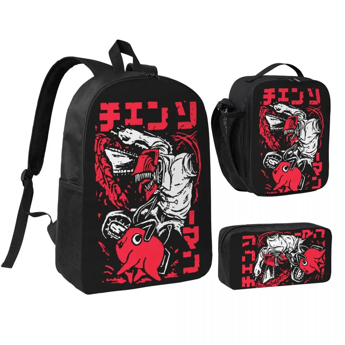 sac dos polyester noir motif graphique format rectangulaire bandoulière grande capacité voyage école université travailler transport documents ordinateur portable luncheon sac crayons