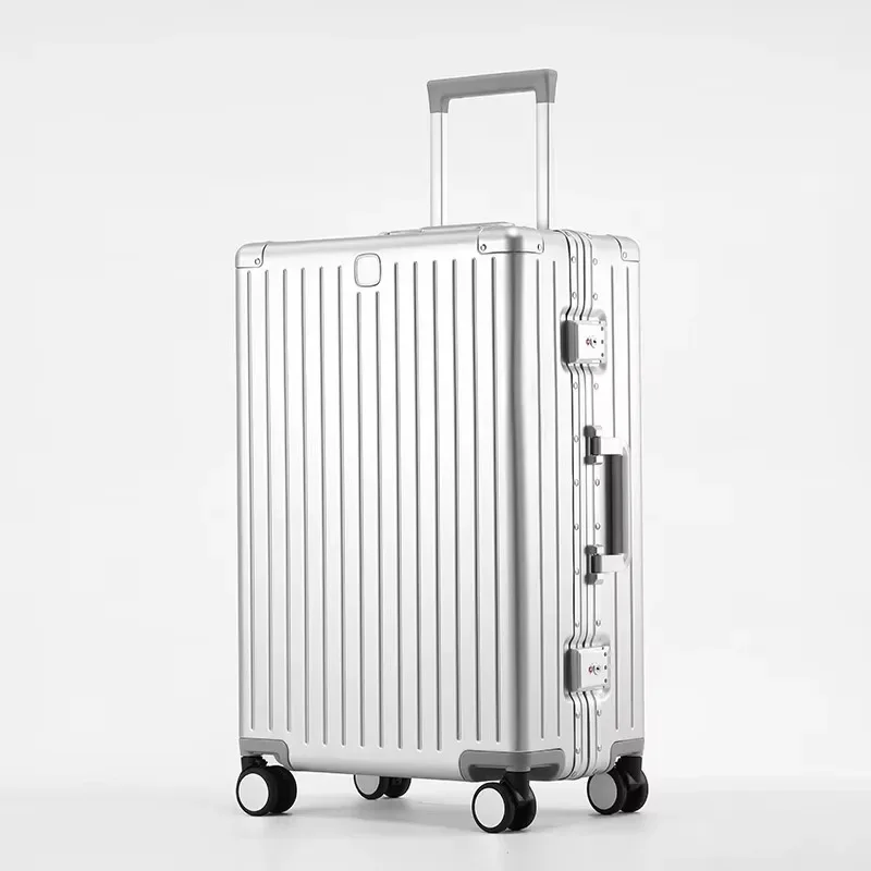 valise de luxe en alliage d’aluminium et de magnésium, avec roulettes multidirectionnelles, serrure tsa, idéale pour les voyages, disponible en différentes tailles (20, 24, 26 et 29 pouces).