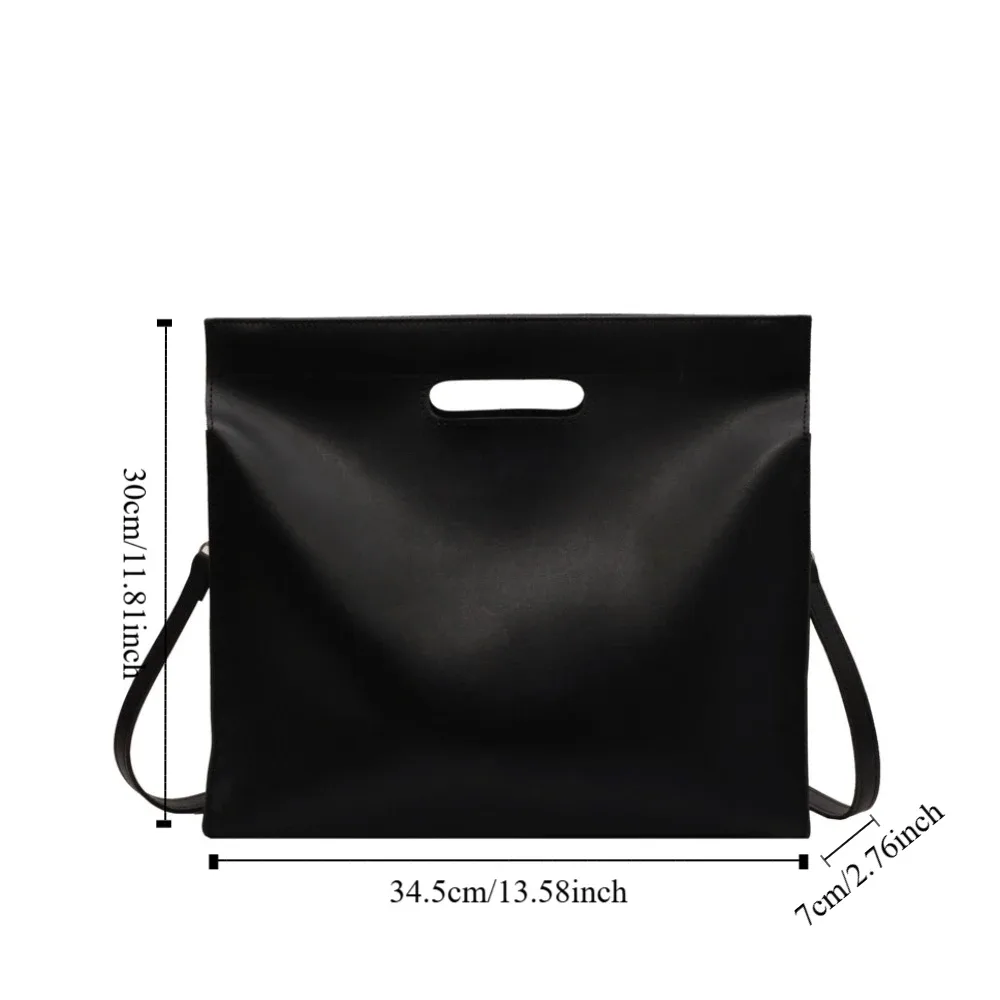 sac fourre-tout à la mode pour documents de bureau, sac à bandoulière de couleur unie, sac d'ordinateur, sac à bandoulière de grande capacité, sac de fichiers pour filles