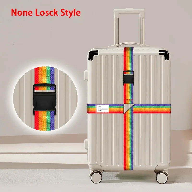 sangles de bagages en nylon avec porte-carte d'identité, réglables, pour l'organisation des bagages, avec cadenas à combinaison, accessoires de voyage anti-perte