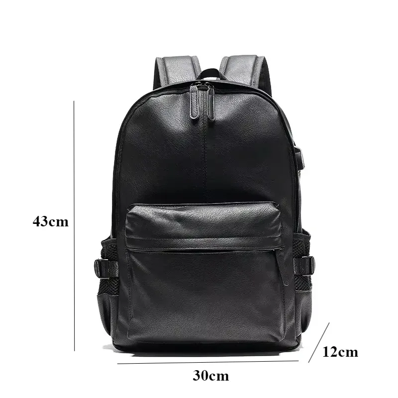 sac à dos de luxe en cuir pu pour hommes, grande capacité, sacoche pour ordinateur portable de 14 pouces, sacs de voyage usb, cartable d'étudiant