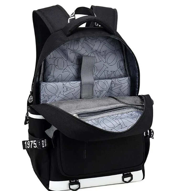 jujutsu kaimmer-sacs à dos college pour hommes et femmes, cartable anime pour adolescents, port de charge usb décontracté, sacs d'extérieur pour ordinateur portable, noir, mochila