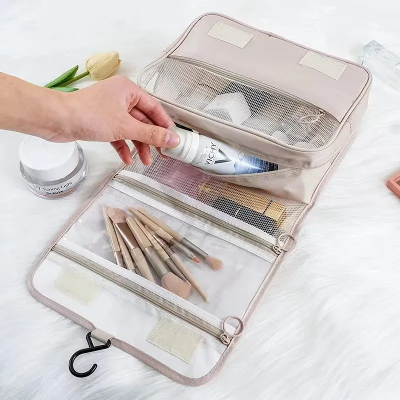 trousse de toilette portable de voyage pour femme, trousse de maquillage multifonctionnelle, grande capacité de stockage, trousse de toilette à main