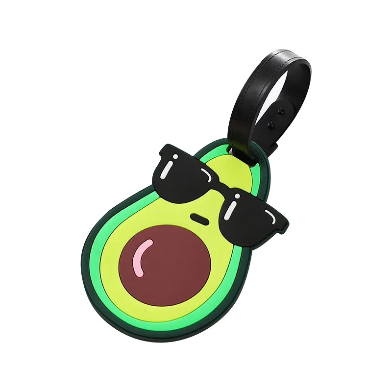 étiquette bagage pvc imprimé animaux couleurs variées motifs mignons lunettes avocat arc ciel crème glacée bus avion globe terrestre voyage identification