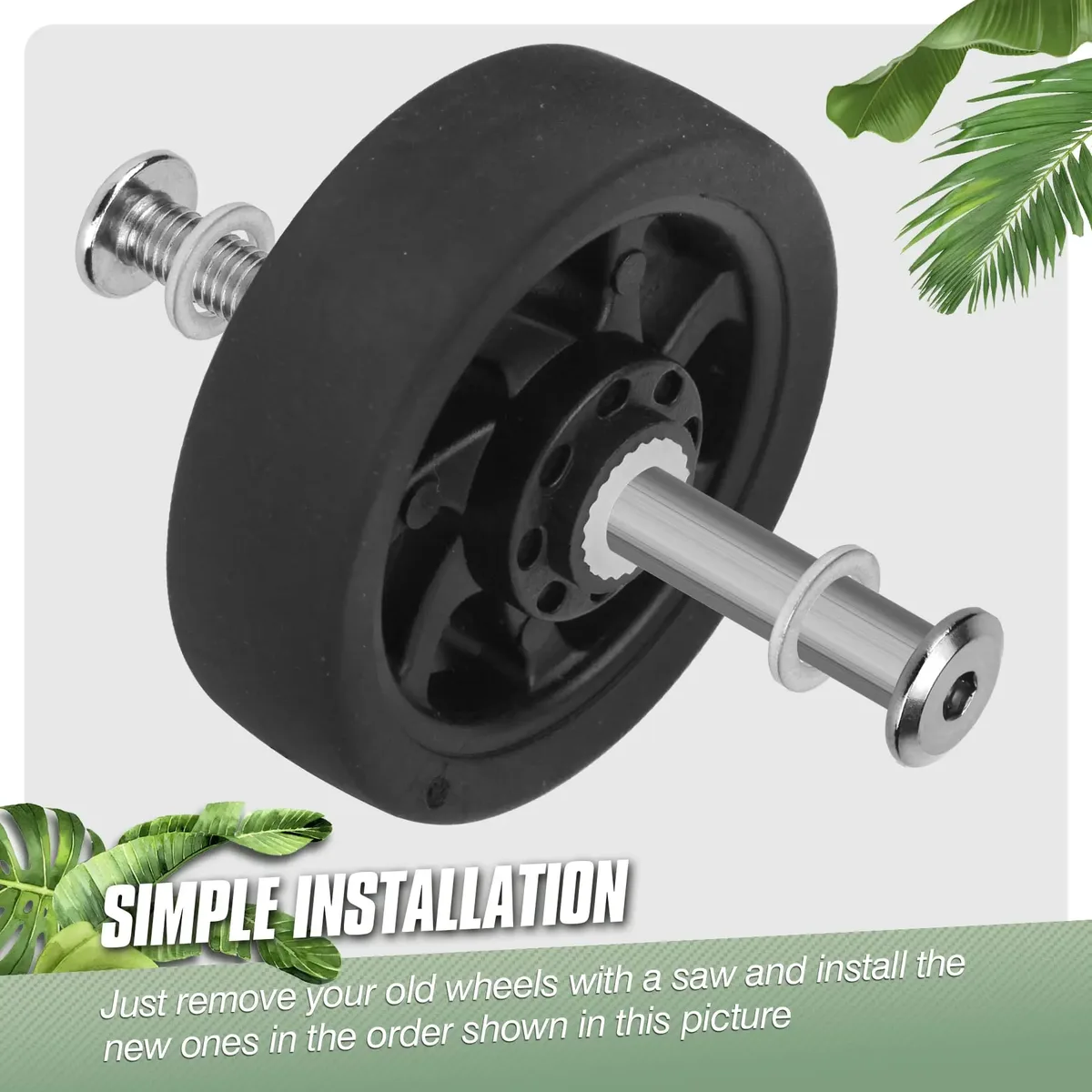 roues remplacement plastique noires grises valise transport voyage robustes faciles installer charge importante stabilité confort