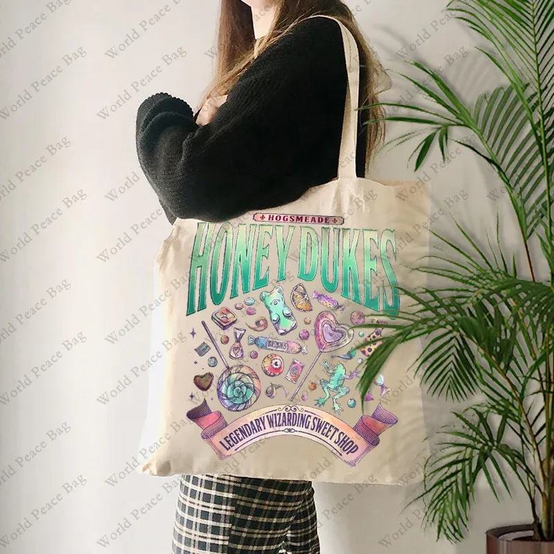 sac fourre-tout en toile à motif de sorcellerie, sac à bandoulière pour les voyages et les trajets quotidiens, sac de shopping réutilisable pour femmes