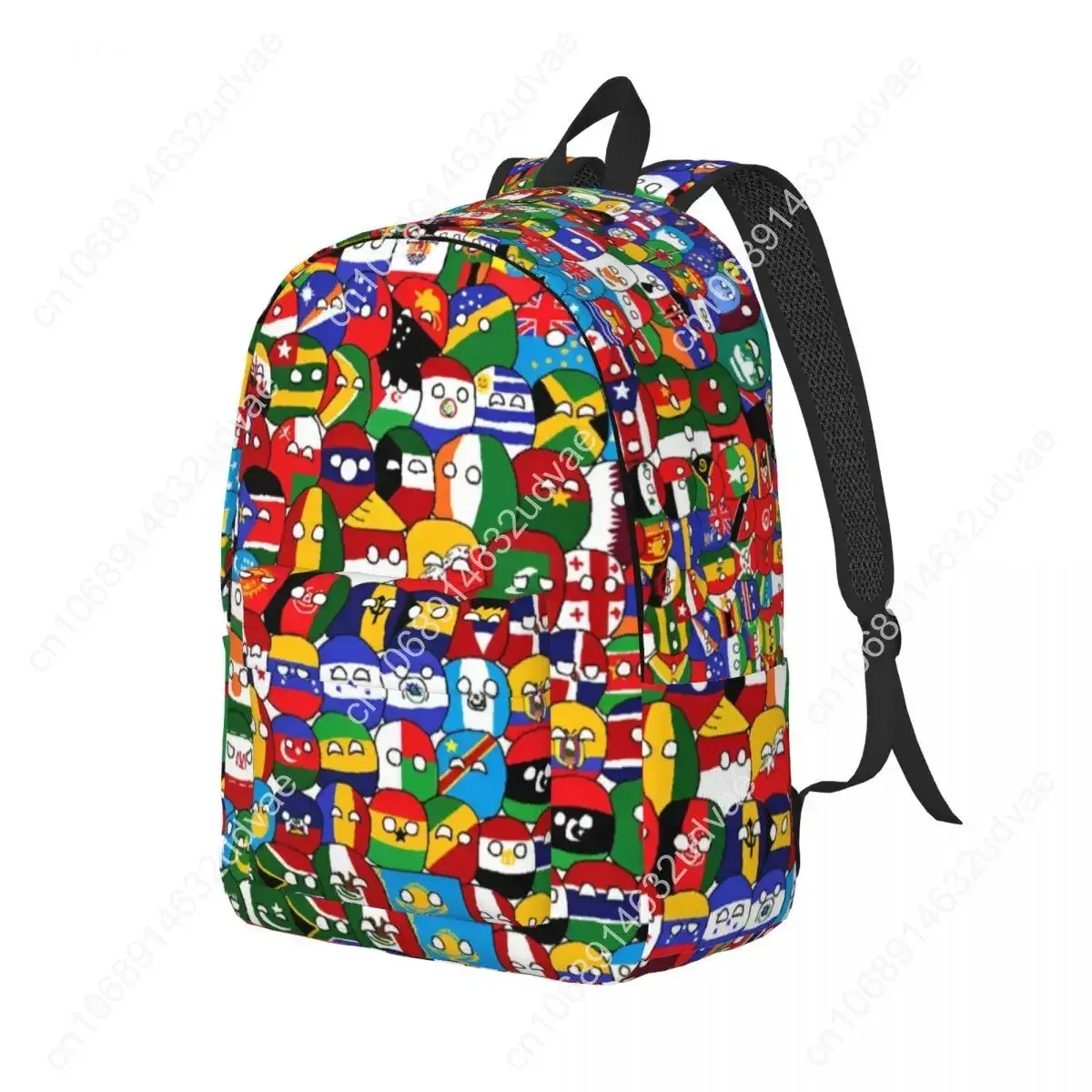 sac à dos de dessin animé countryball, sac à livres scolaire, sac à dos en toile avec motifs de pays et de la terre, sac pour la maternelle et la préscolaire