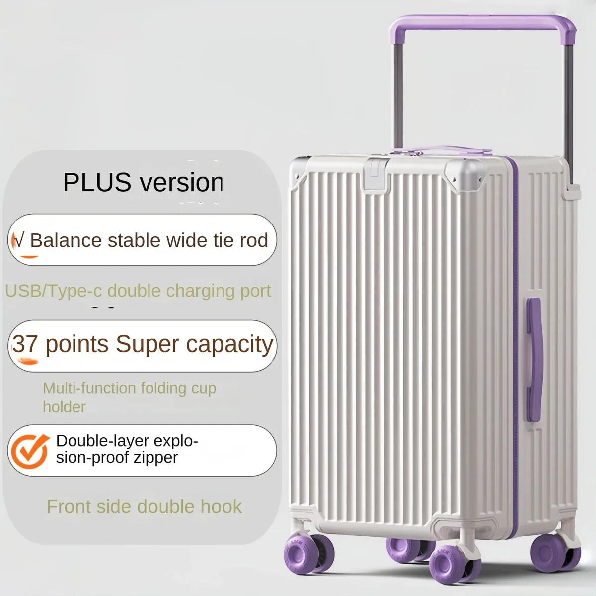nouvelle valise de voyage 2026 à grande poignée rétractable, roues multifonctionnelles, bagage de 30 pouces grande taille, valise à roulettes légère en abs+pc