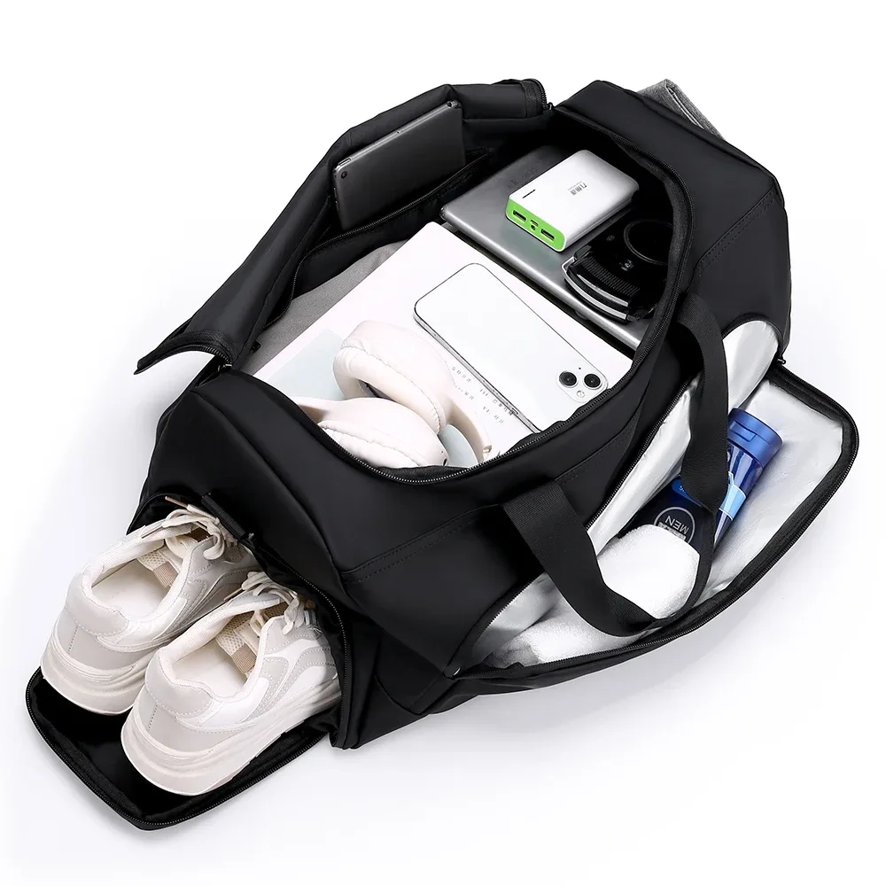 sac de sport, sac à main de grande capacité, sac de voyage portable, multi-compartiments avec rangement pour chaussures, parfait pour les vacances