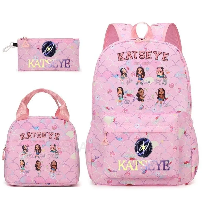 sac à dos tendance katseye amusant pour filles, enfants, étudiants, sac à dos double épaule, sac de voyage pour adolescents, sac à crayons, sac à déjeuner, sac à livres, cartable