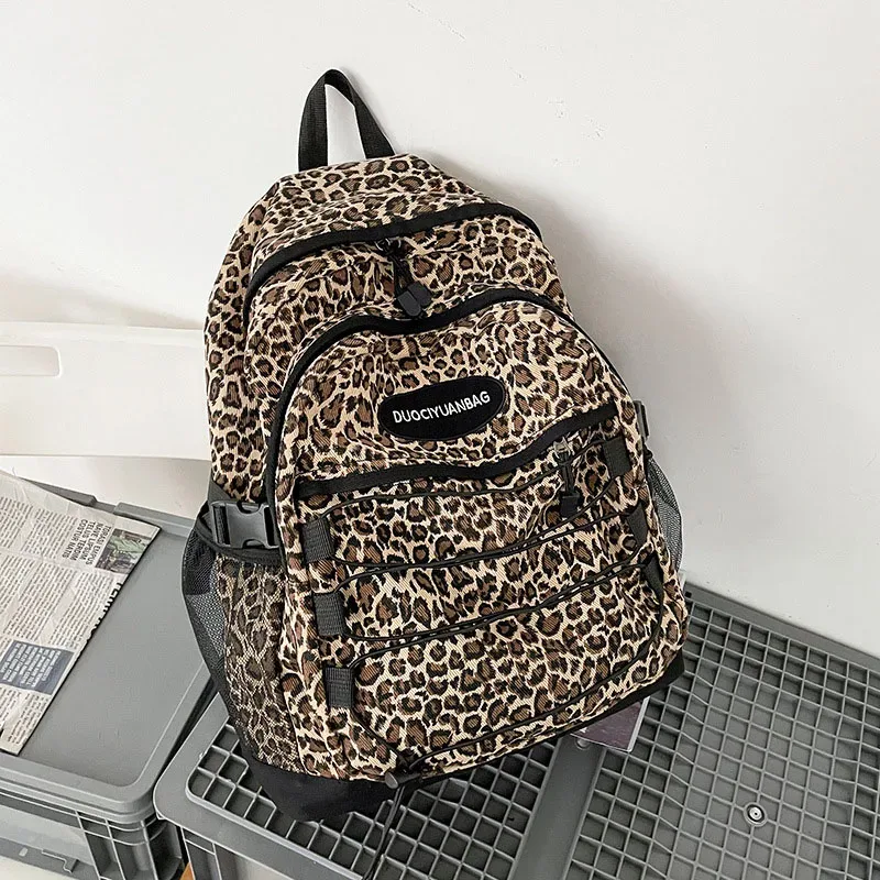 mode fille collège sac d'école décontracté simple femmes sac à dos léopard livre packbags pour adolescent voyage sacs à bandoulière pochette d'ordinateur
