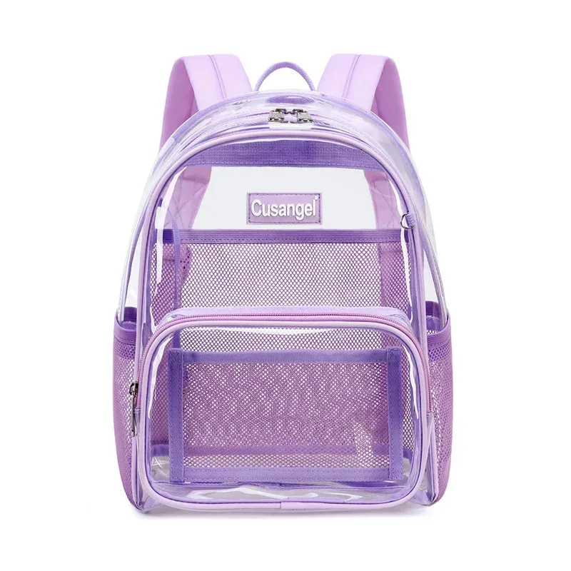 sacs transparents violets de 12 pouces, sac à dos transparent en matériau tpu, sac d'école à la mode pour filles, peut accueillir un ipad de 9.7 pouces