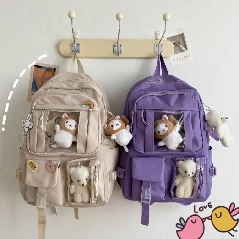 sac à livres simple imperméable en nylon, sac d'école de grande capacité, sac à dos de voyage pour adolescents