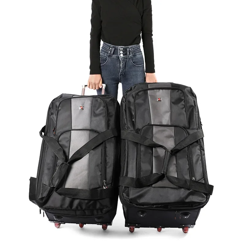 Sacs de chariot à bagages roulants de grande capacité de 28/32 pouces avec roues sac polochon Oxford étanche sac à roulettes valise de voyage
