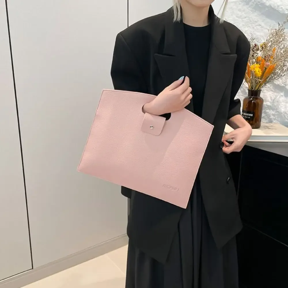Sac fourre-tout de bureau en PU tendance, grande capacité, couleur unie, sacoche pour ordinateur portable, sac à main, porte-documents pour employé de bureau