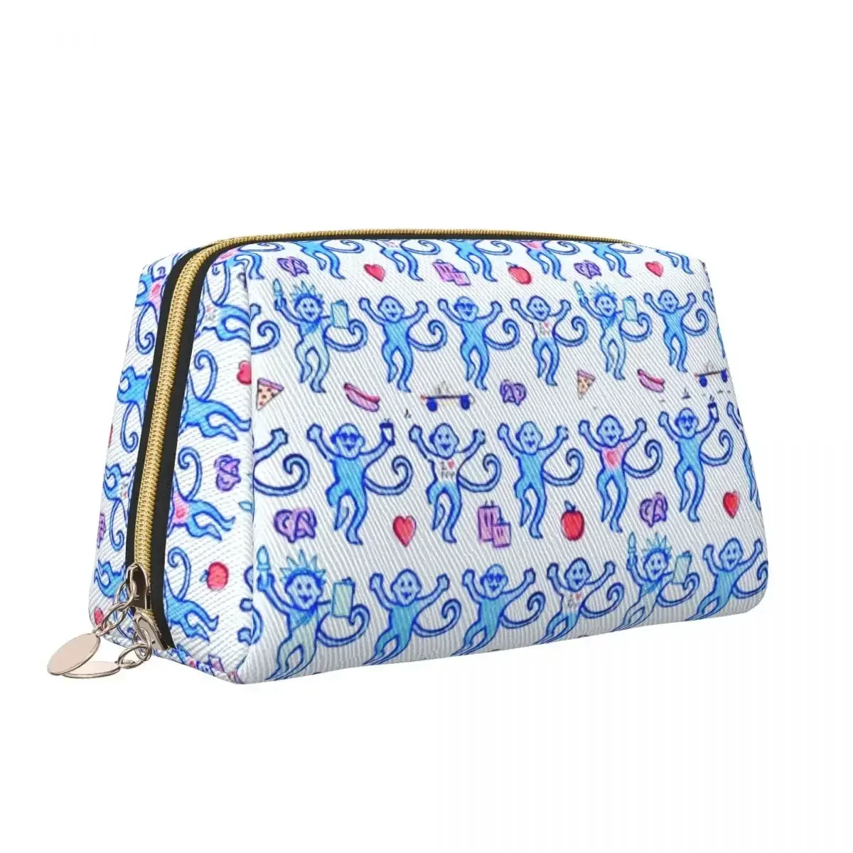 sac à cosmétiques de voyage personnalisé pour femme, rouleau preppy, singes, lapin, trousse de toilette et de maquillage, trousse de rangement de beauté pour dames