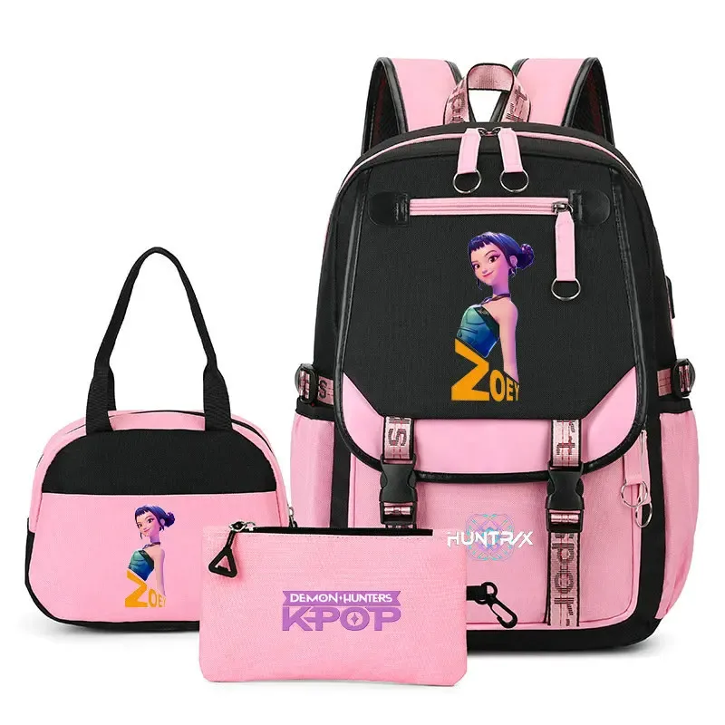 sacs à dos tendance k-pop demon hunters pour adolescentes, sacs à bandoulière, trousse à crayons, ensemble de sacs d'école pour étudiants, sac de voyage mochila