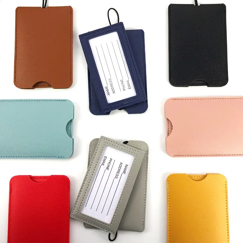 étiquettes à bagages en cuir pu pour hommes et femmes, étiquettes de sac de valise, porte-adresse d'identification de nom de bagage, étiquette de bagage, accessoires de voyage