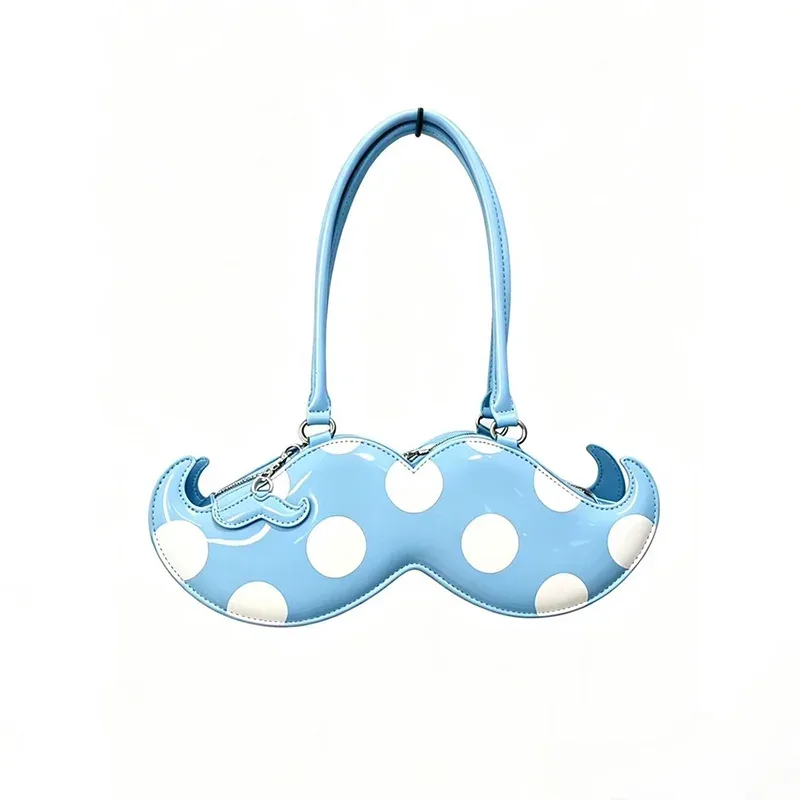 sac à bandoulière rétro à pois en forme de moustache, sac à main décontracté, sacoche portable pour le quotidien, style vintage streetwear