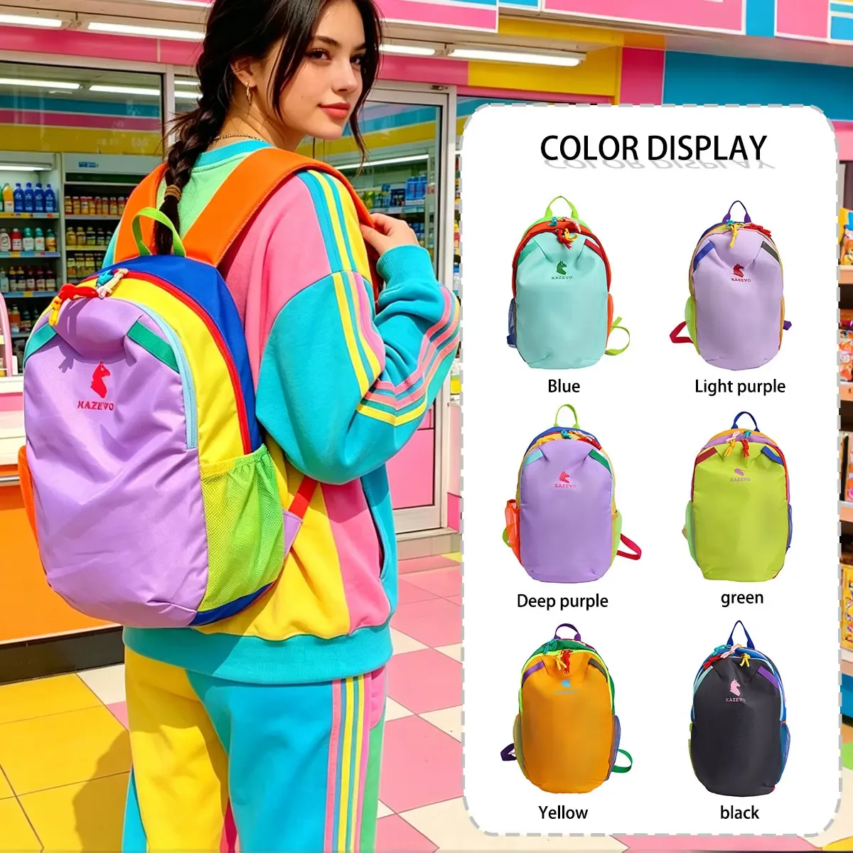 Sac à dos de sport tendance style Dopamine, en nylon léger, grande capacité, décontracté, pour la randonnée et l'alpinisme