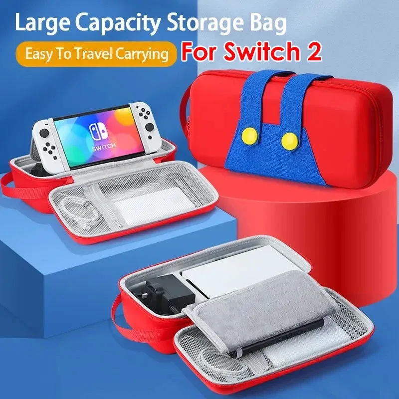 pour ns2 étui de transport de style mario pour switch 2 – sac de voyage ns2 avec poches de rangement pour filles et garçons