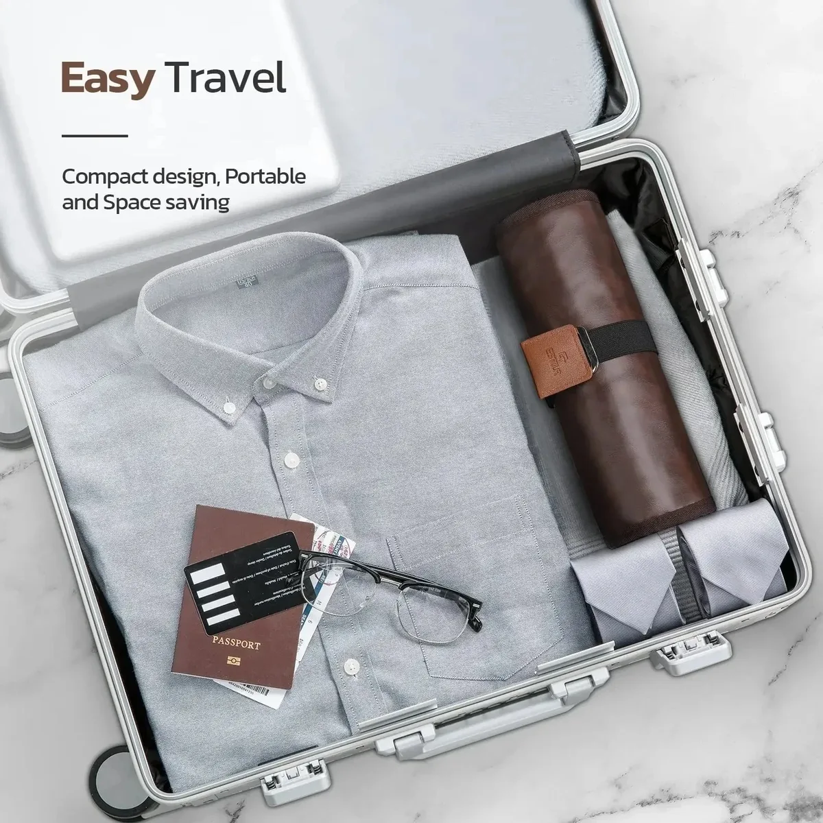 trousse de toilette suspendue pour homme en cuir pu résistant à l'eau, trousse d'hygiène personnelle universelle, trousse de toilette enroulable, essentiels de voyage
