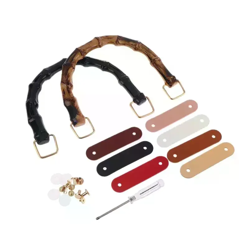 poignée de sac à main en bambou détachable faite à la main avec boucle, sangle de sac à bandoulière en plastique pour boîte cadeau diy