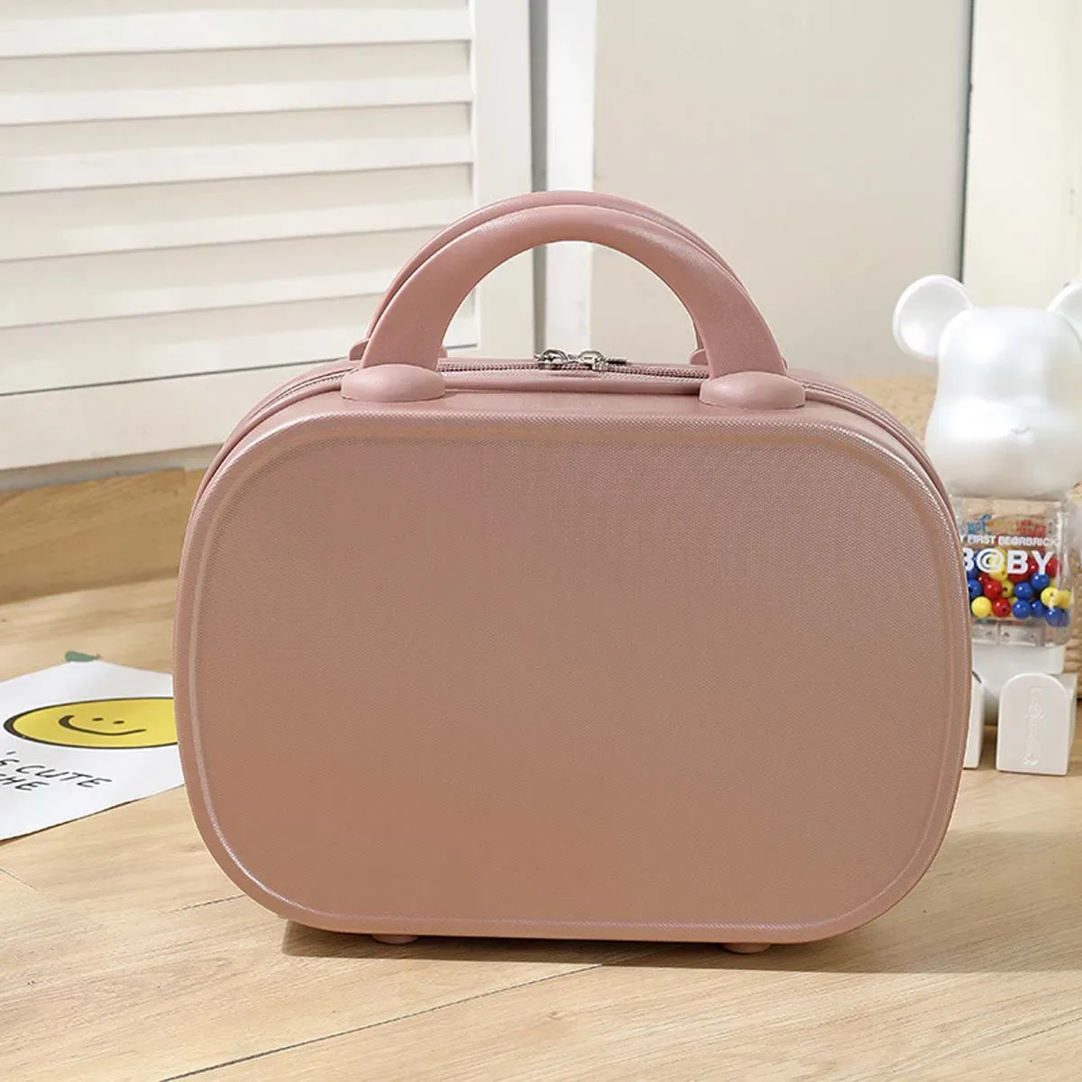 trousse toilette abs tissu doux couleur uni femmes hommes sac maquillage voyage cosmétiques lisse motifs simple