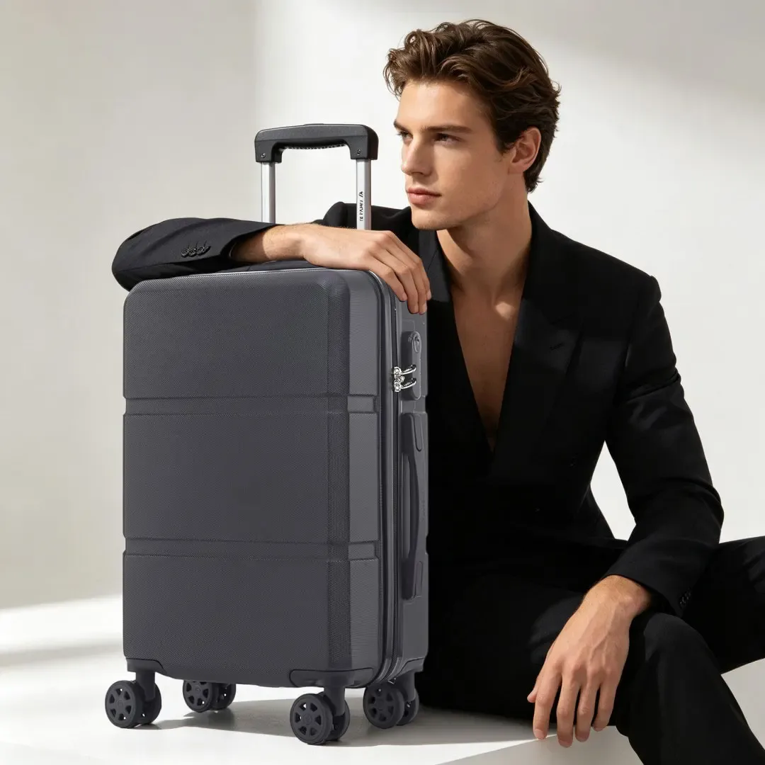 valise rigide yonsly 16/20/24/28 pouces 4 roulettes 360 ° valise légère à roulettes avec serrure à combinaison, double fermeture éclair, poignée souple, bagage à main pour voyages aériens, voyages d'affaires, camping, voyages de week-end