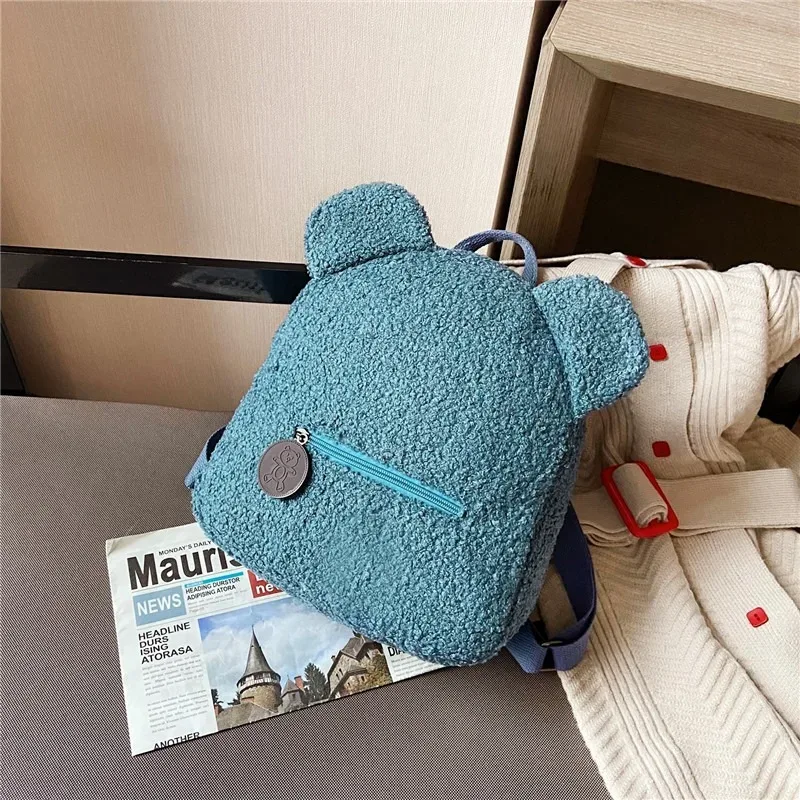 sac à dos en peluche, sac à dos mignon avec oreilles d'ours, sac parent-enfant, sac de transport de style décontracté de grande capacité