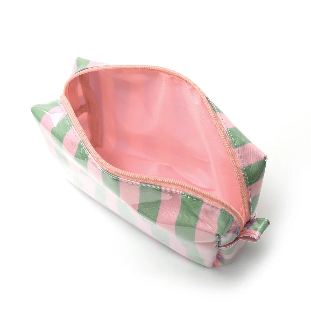 trousse de maquillage grande capacité à blocs de couleur, sac de rangement rayé, trousse de toilette portable de voyage au design élégant